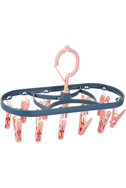 Flippy Hanging Clothes Dryer with 12 Clips, 360° Rotation, Wind Protection, Plastic, 30 x 12.5 cm,
