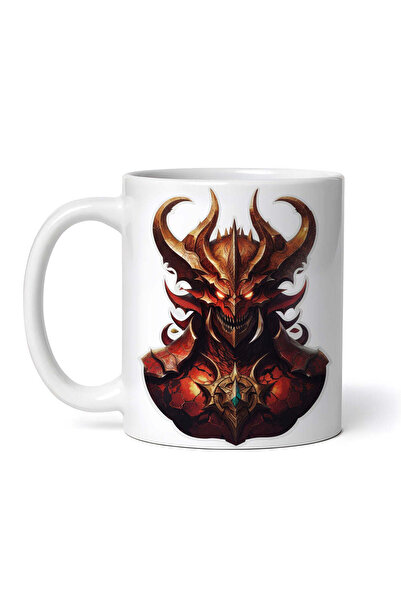 OEM Cană albă personalizată, Mască Demonică Ahriman, INOVATIX®. 330ml