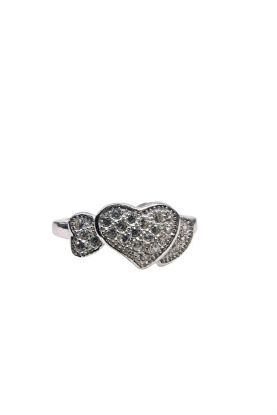 Jolie Silver 925 Heart Ring with Stones, Size 49