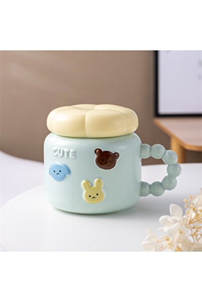 Flippy Children's Mug, Flippy, Porcelain, Animal Figurines Print, CUTE Model, Mug with Lid, Light Blue