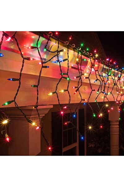 Flippy Instalatie Craciun, 10 m, 286 Led, Franjuri, Multicolor, 8 jocuri de l...