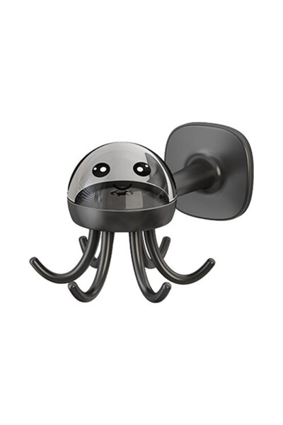Flippy Cârlig de perete, model caracatiță, adeziv, 10 x 8,5 cm, 6 brațe, gri