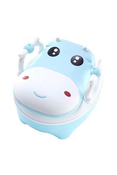 Flippy Children's Potty, +1 year, Portable Cow Design with Lid, Blue