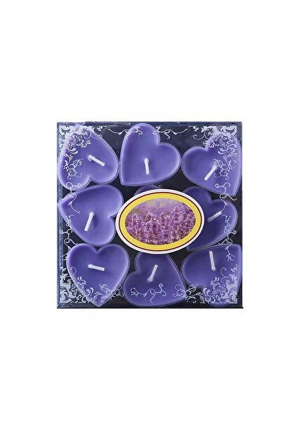 Flippy Set of 9 Heart-Shaped Candles, Lavender Scent, 3.5–4 h Burn, Paraffin, 4x2 cm, Purple