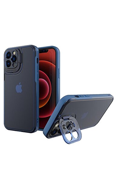 Flippy Husă de protecție pentru Apple iPhone 14 - Seria Bracket cu suport și protecție pentru cameră, Albastră