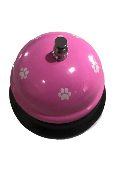 Flippy Multifunctional Metal Bell, Flippy, Pink with White Paw Print, 7.5x7.5x6.5 cm,Reception, Restaurants