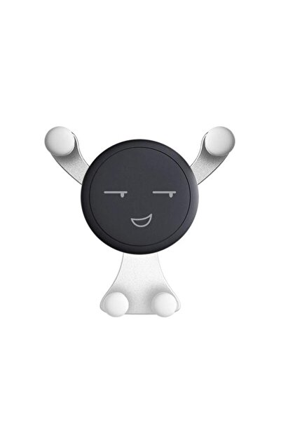 Flippy Suport de Telefon, Flippy, Ventilatie, 11 x 10 x 4 cm, 4.0 - 6.0 inch, Model Smiley Face, Argintiu