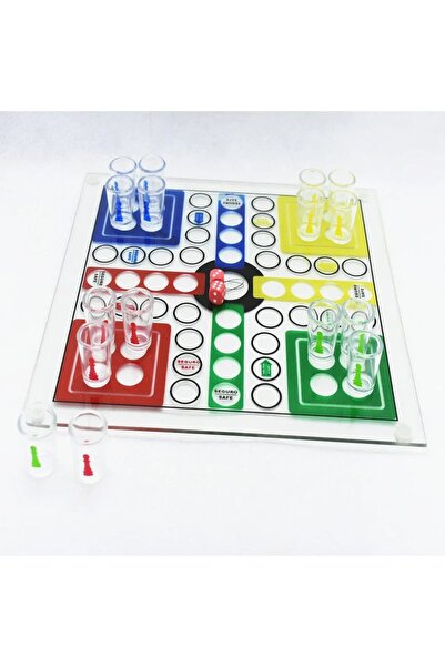 dalip Drinking Game 'Nu te supara frate' with Glass Shot Glasses, 30x30 cm, Multicolor