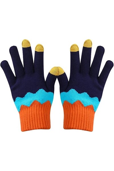 Flippy Women's Gloves, Flippy, Wavy Pattern, Touchscreen Function, Knitted Acrylic Material, Elastic Cuff,