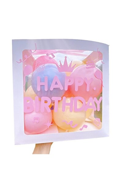 Flippy Birthday Balloon Box with Balloons and Ribbon, 30x30 cm