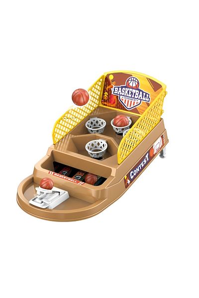 Flippy Mini Basketball Board Game for Kids, Flippy, 4 Baskets, 3 Balls Included, 23.5x11.5x14 cm, Brown