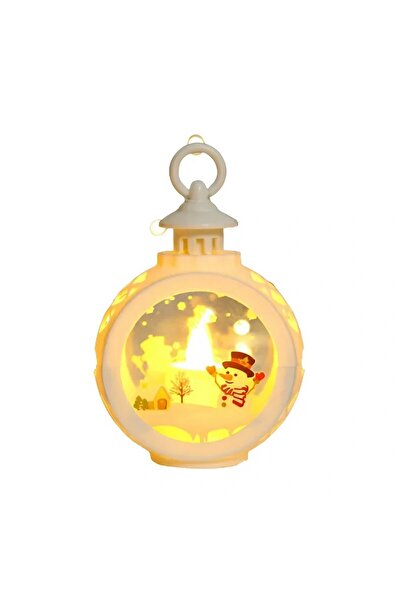 Flippy Christmas decoration lantern with glass and Snowman, 13.5x9 cm, white, batteries included