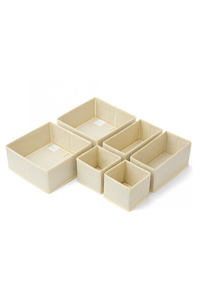 Flippy Drawer Organizer, Flippy, 3 Sizes, for Underwear, T-Shirts, Socks, 6 Pieces, Foldable, Fabric, White