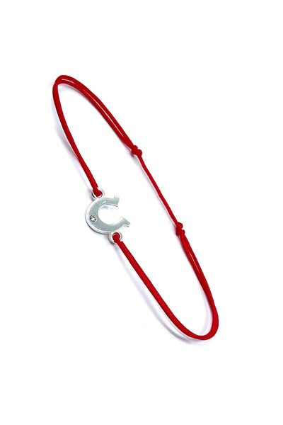 Jolie Silver Red Cord Bracelet, 925 Silver, Horseshoe, Jolie Silver, 0.6 g, 10x15 mm