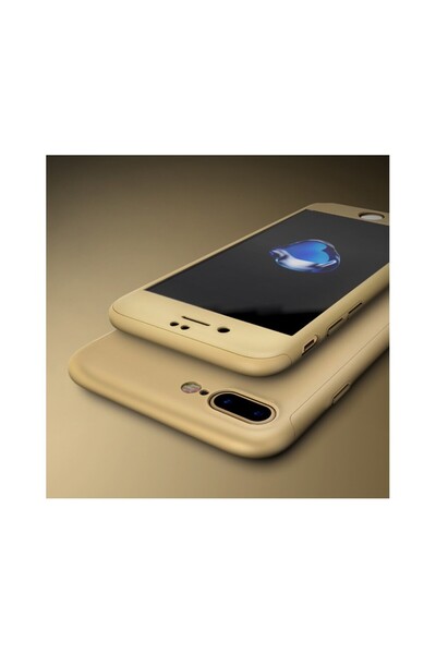 iPaky Carcasă Apple iPhone 7 Plus Full Cover 360 aurie + folie de protecție g...