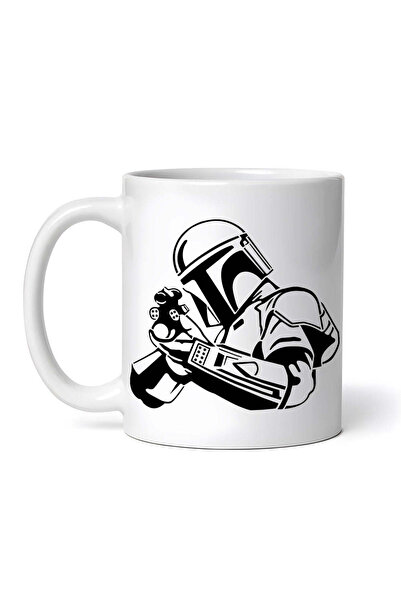 OEM Cană albă personalizată, Mandalorian cu g*n în ochi, Star Wars, INOVATIX®...