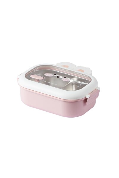 easybox Flippy Lunch Box, 2 Compartments, Bunny Design, 1000 mL, 22x17.8x8 cm, Pink
