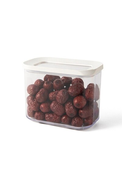 Flippy Food Storage Container, Flippy, 1L, White Lid, ABS+Silicone, 14.5 x 9 x 11.3 cm, Transparent