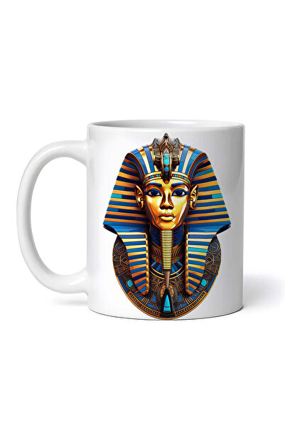 OEM Cană albă personalizată, Mască lui Tutankhamon, Inovatix®. 330ml
