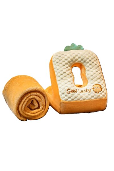 dalip 2-in-1 Microfiber Blanket and Foam Pillow Set, Bread Design, Brown, 1 x 1.7 m