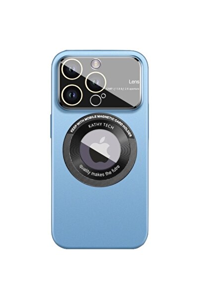 Flippy Husa protectie MagSafe Kathy Tech, Flippy, pentru Apple iPhone 14, Dublu Cerc, Albastru Deschis