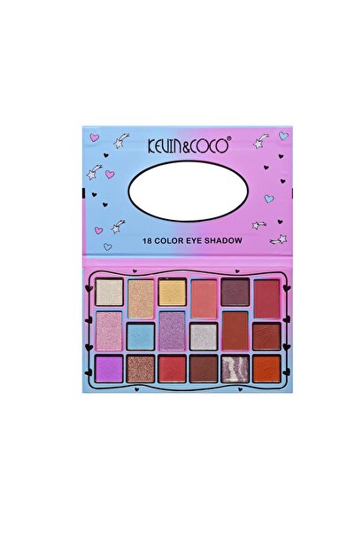 Teo Makeup Palettes, KEVIN & COCO, Pink Blue, Eyeshadow, 18 colors, 19.3 x 12 x 1.4 cm