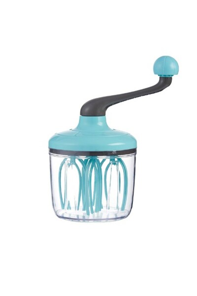 Flippy Manual Hand Mixer for Eggs, Cream, Dough, Transparent Bowl, 24.5x11.5 cm, Green