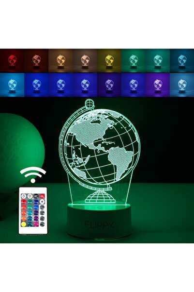 Flippy Lampă decorativă, Flippy, 3D, glob, înălțime 20 cm, material acrilic și lumină multicoloră, albă