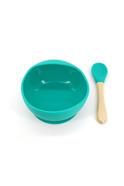Flippy Set Diversificare 2 piese, Bol cu ventuză, Lingură lemn și silicon, Gustări, Verde