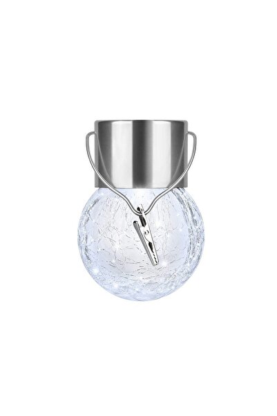 Flippy Solar Lamp, LED, Small Chandelier Style, Cracked Glass Ball, Outdoor, Waterproof, 6-12H, Whit