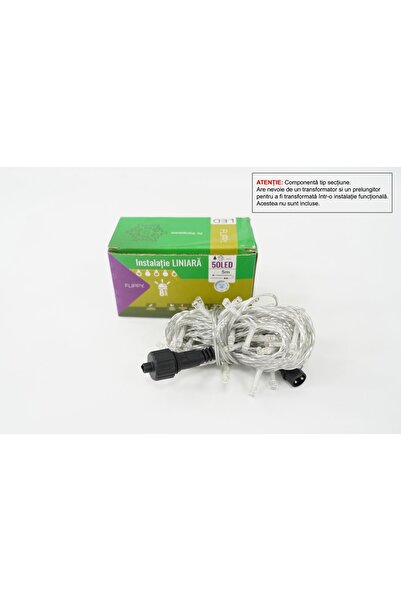 Flippy Instalație, 8 efecte, Sârmă transparentă, 5 m, 50 LED-uri, Alb rece, N...