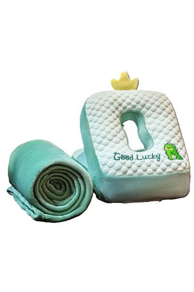 Flippy 2-in-1 Microfiber Blanket & Foam Pillow Set, Dinosaur, Green, 1x1.7 m / 30x35x30 cm