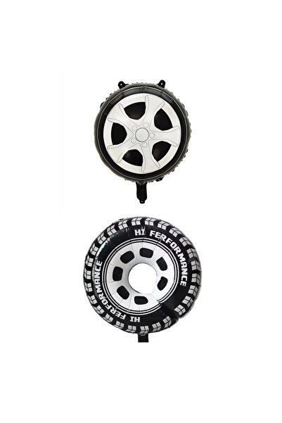 Teo Set of 2 Metallic Foil Balloons, , Wheel Figures, Car Model, 75-80 cm cm, Individual Packaging,