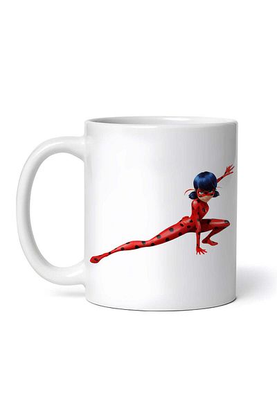 OEM Cană albă personalizată, Miraculous Ladybug în poziție de luptă, INOVATIX®. 330ml