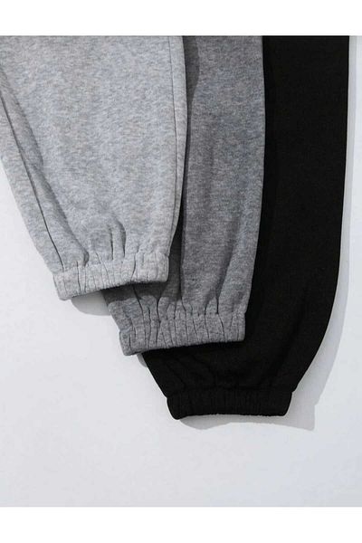 Verivay ( 3 ΤΕΜ ) Σετ Jogger Sweatpants μαύρο-Γκρι-ανθρακί Λαστιχένιο πόδι ψηλόμεσο