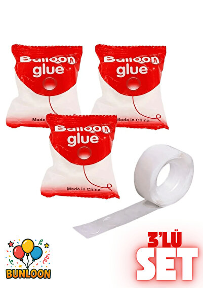 Bunloon Çift Taraflı Balon Yapıştırma Bandı 3 Adet Parti Organizasyonlar İçin...