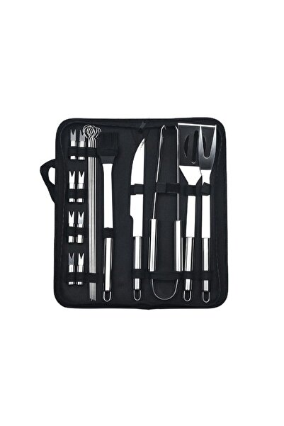 Flippy 18-Piece Stainless Steel Grill Utensil Set with Oxford Bag, Silver