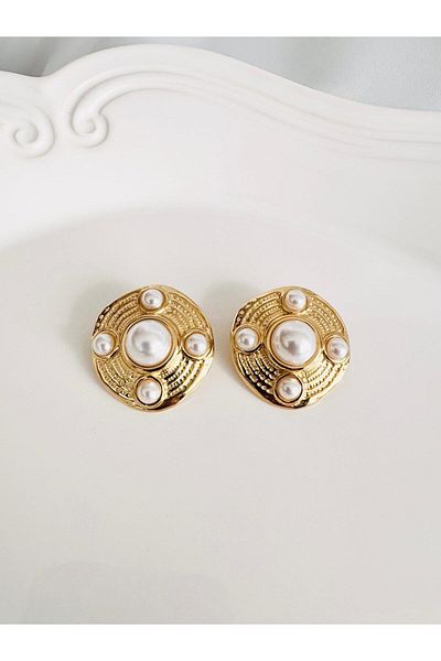 DEVİ fashion Vintage Pearl Earrings 3 cm