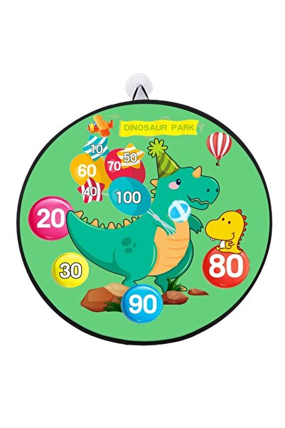 Flippy Darts Game for Kids – Foldable Board 36.5 cm, 8 Velcro Balls, 2 Light-Up Balls, Dinosaur Pa