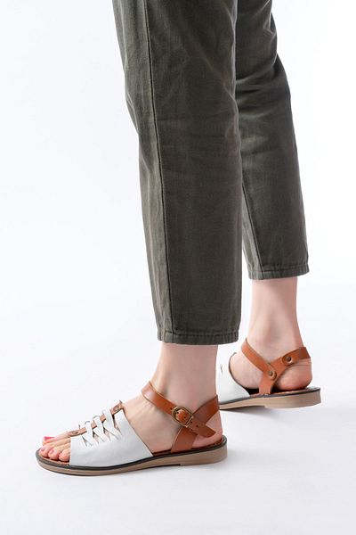infon shoes creation 205-029 White Orthopedic Genuine Leather Women's Sandals