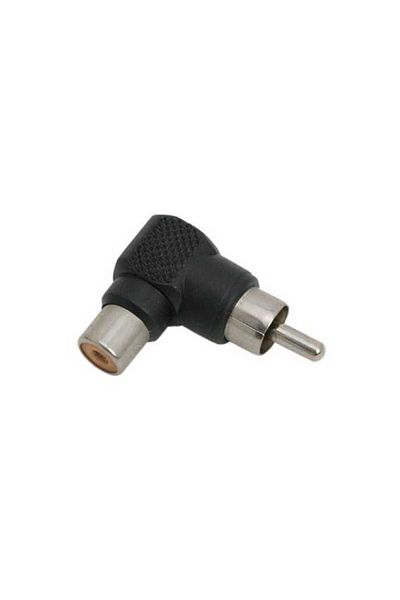 OEM 90 degree adapter RCA male - RCA female black plastic