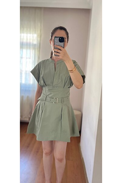 Meros Atelier Kadın Mint Yeşili Premium Kumaş Zr Model Keten Karışımlı Poplin...