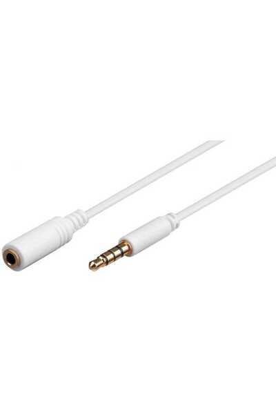 goobay Cablu prelungitor 2m AUX casti 4-pin JACK 3.5 mm STEREO aurit mama-tata AWG28 cupru alb 62362