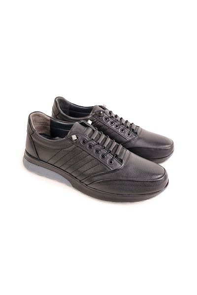 nuaA Smart Laced Genuine Leather Heel Spur Supported Full Orthopedic Daily Men's Shoes Genc-200
