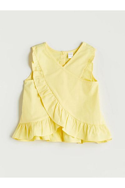 LC Waikiki Lcw Kids Sari Crew Neck Basic Girls Blouse and Shorts 2-Pack