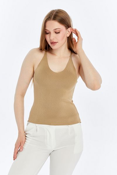 MA ananas Γυναικεία πλεκτή μπλούζα V Slim Strap
