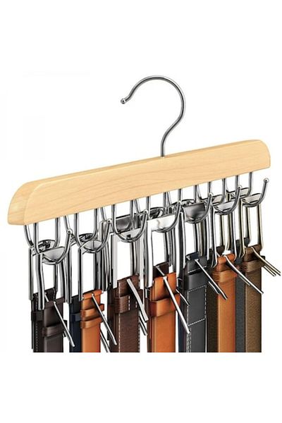 FOXMAG24 Wood And Steel Hanger With 14 Rotating 360° Hooks