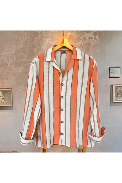 Hazhers Мъжка риза с дълъг ръкав и яка от лен, голям размер, лятна