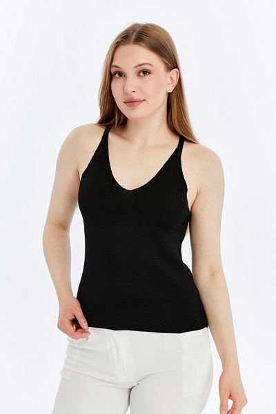 MA ananas Women's V Thin Strap Knitwear Blouse
