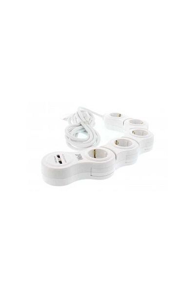 Well Adjustable extension cord 5 sockets 5m cable 3xG1.5mm2 3500W 16A with USB charger Well
